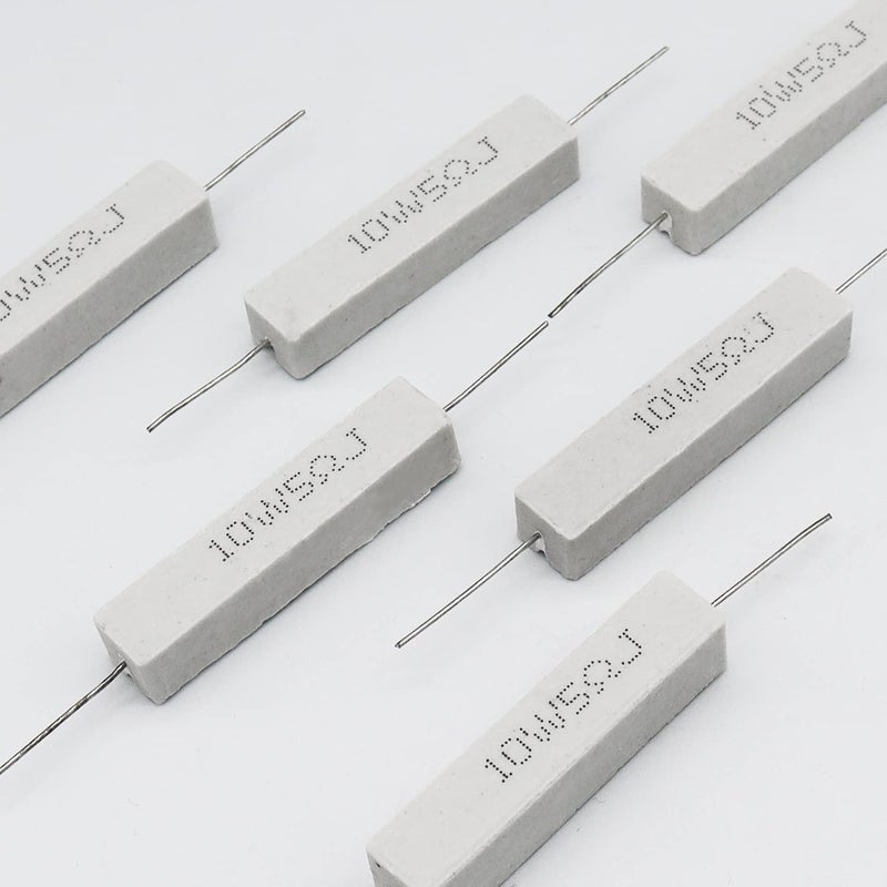 Dimlove 10 PCS 10w 5 Ohm Axial Lead Wire Resistors - White Wound Fixed Ceramic, Cement, Power, Horizontal, Precharge Resistors with Heat & Moisture Resistance - Image 5